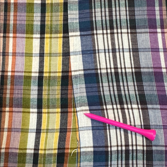 Vince Men’s Cotton Linen Plaid Button Front Shirt Purple Green Size XL READ - Picture 12 of 14